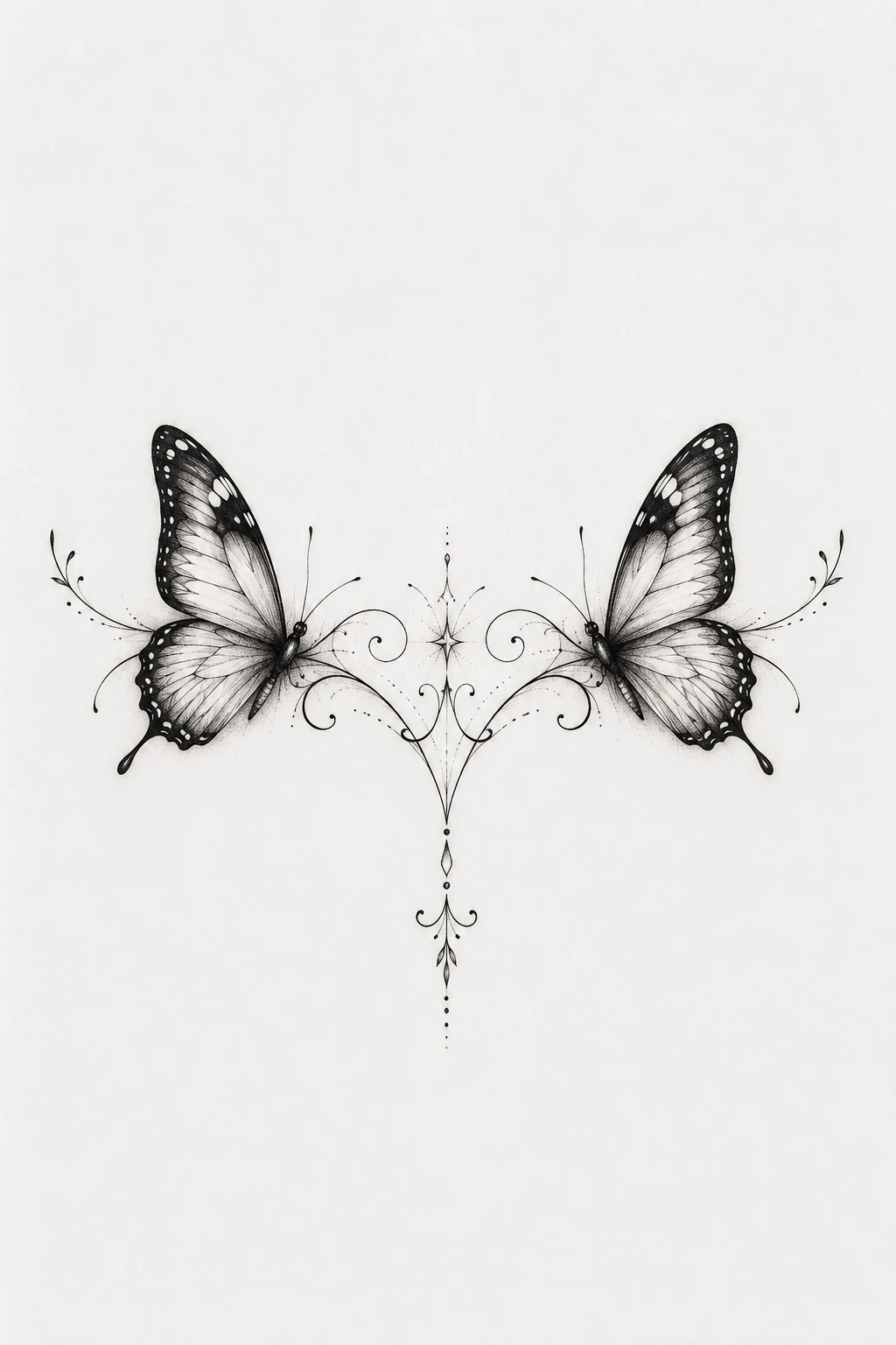 Two Butterflies Across the Sternum — butterfly sternum tattoo style outfit