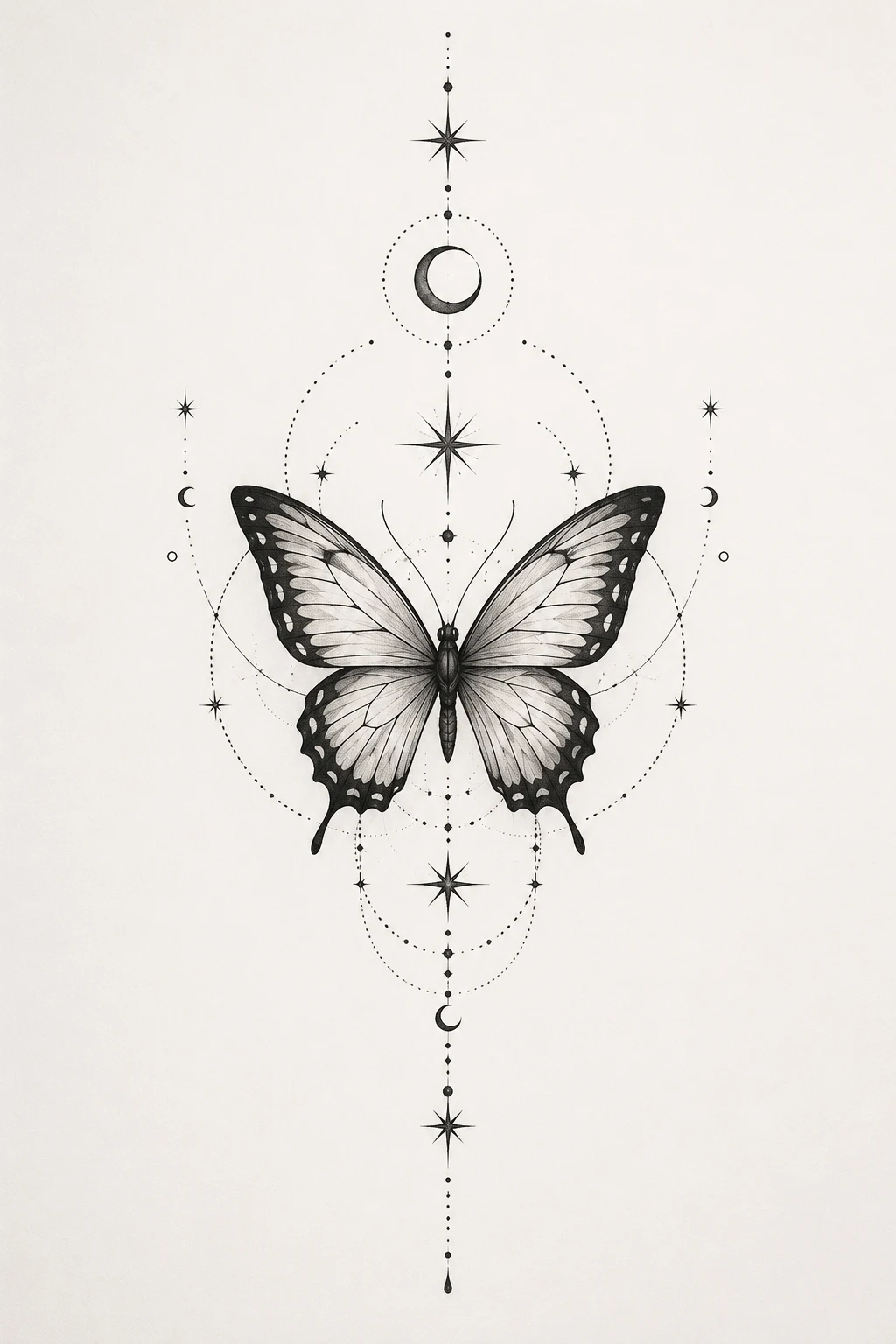 Celestial Butterfly Sternum Tattoo — butterfly sternum tattoo style outfit