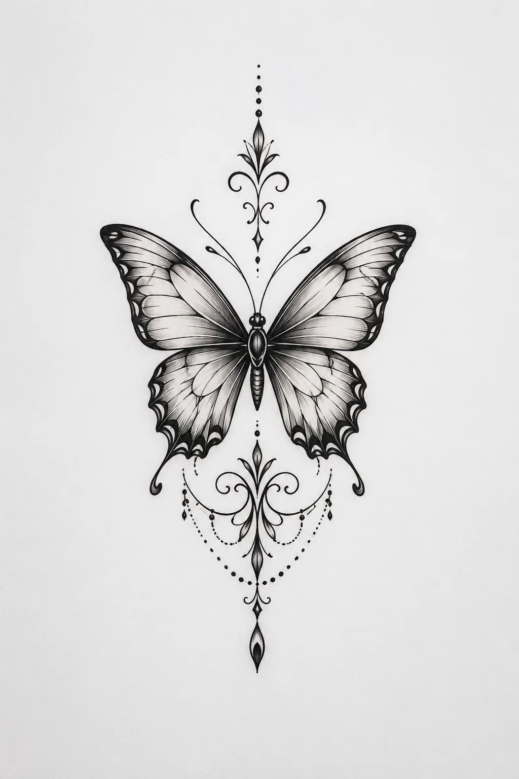 Classic Symmetrical Butterfly Stomach Tattoo — butterfly stomach tattoo style outfit