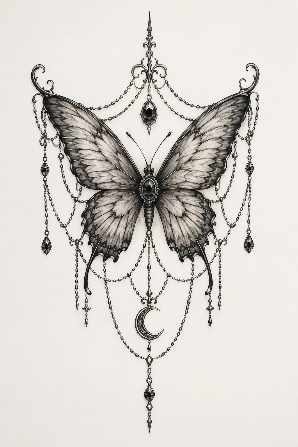 Butterfly With Chains and Charms — butterfly stomach tattoo style outfit