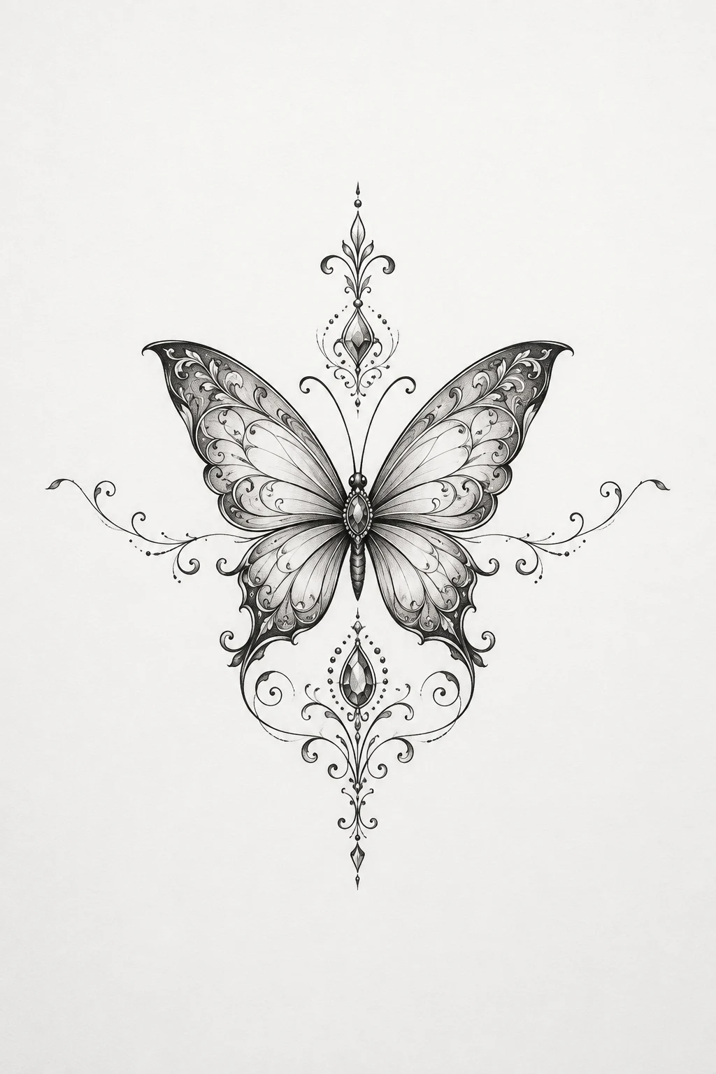 Ornamental Butterfly Stomach Tattoo — butterfly stomach tattoo style outfit