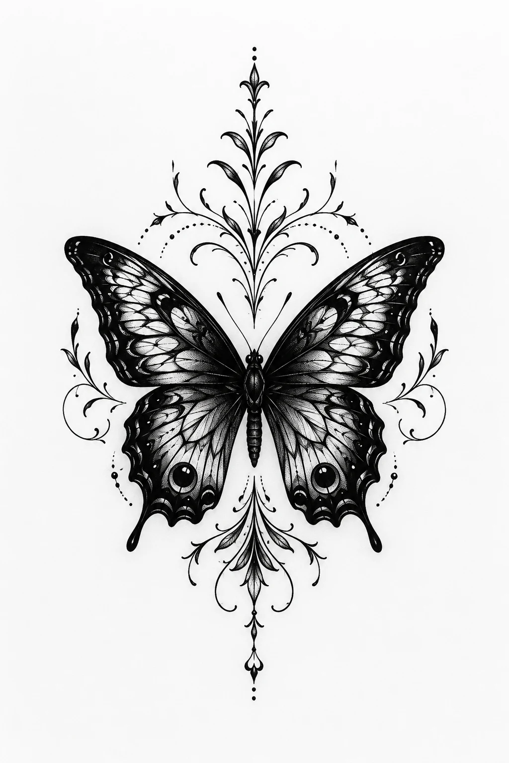 Blackwork Butterfly — butterfly stomach tattoo style outfit