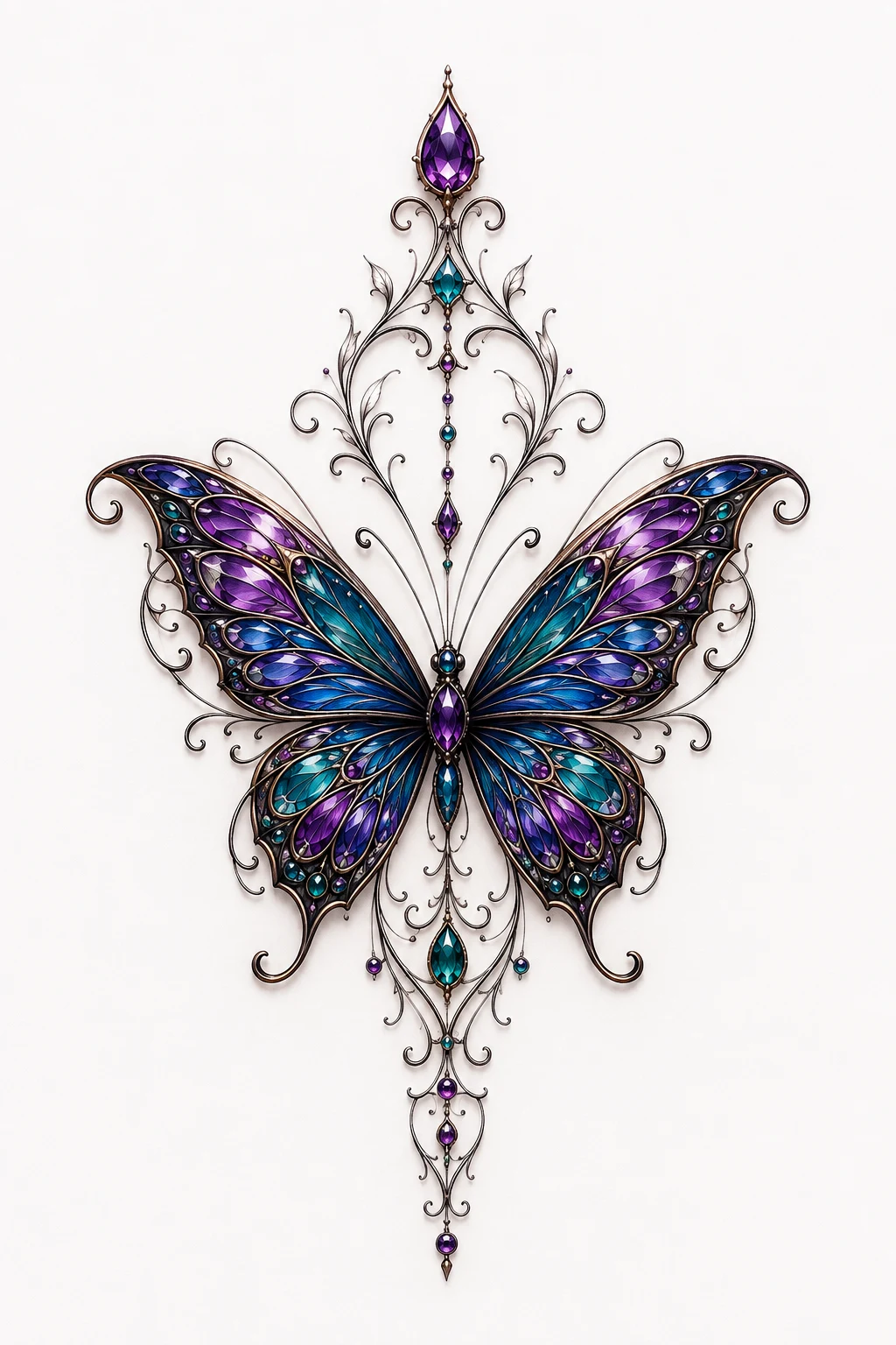 Jewel-Toned Butterfly — butterfly stomach tattoo style outfit