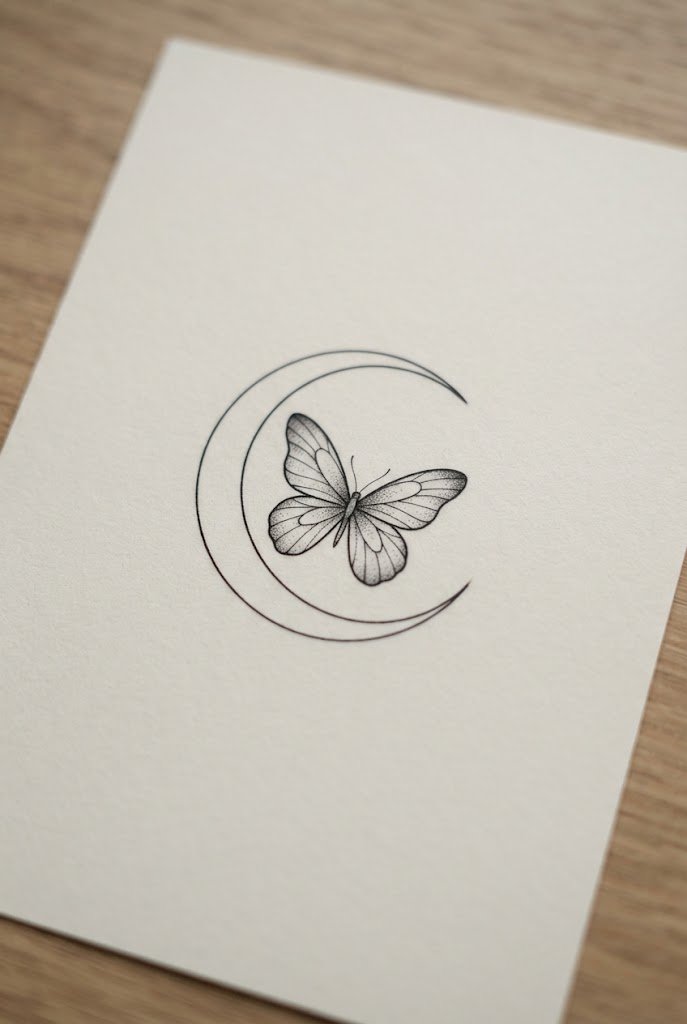 Minimalist Fine-Line Above Elbow — butterfly tattoo back of arm style outfit