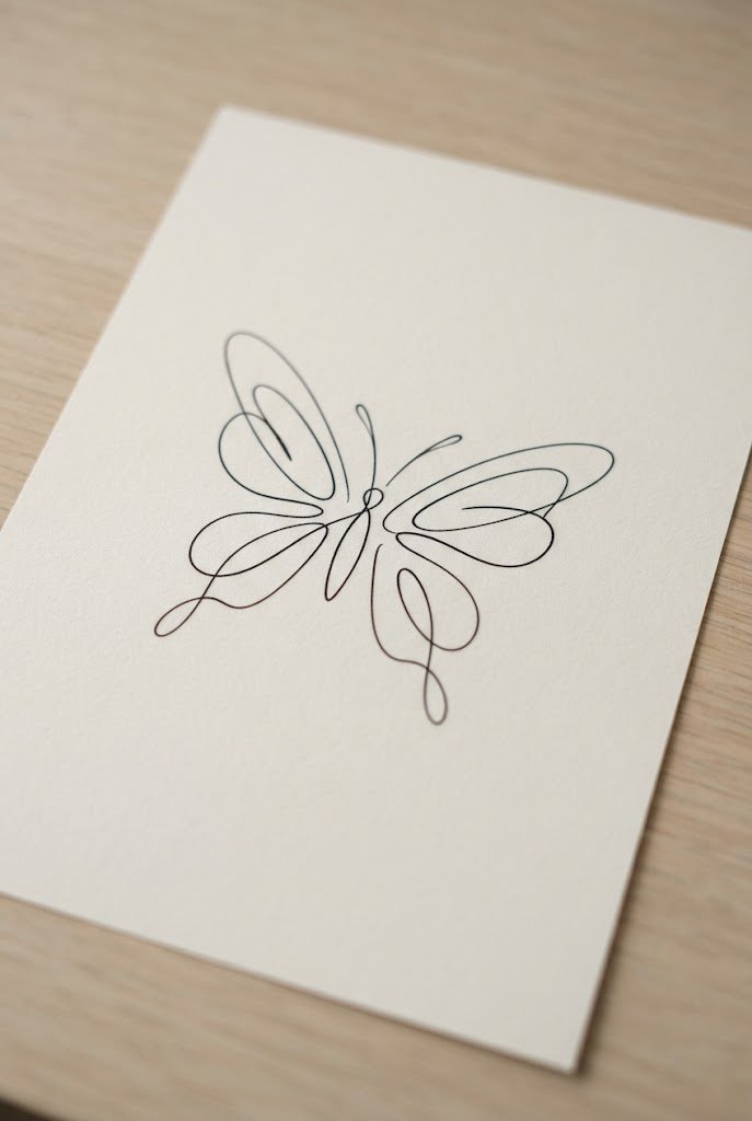 Abstract Line Art Flow — butterfly tattoo back of arm style outfit