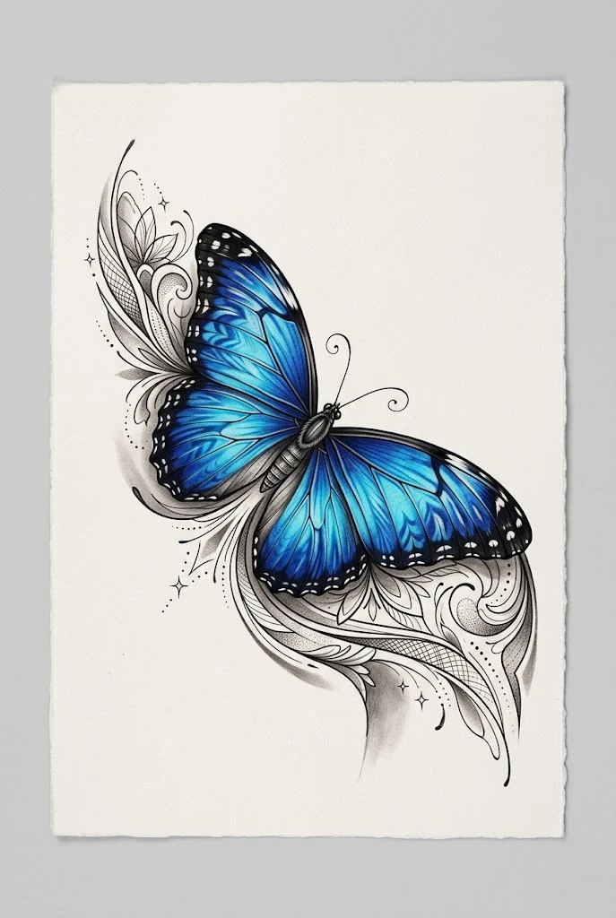 Shoulder-Sweeping Morpho Clavicle Piece — butterfly tattoo collar bone style outfit