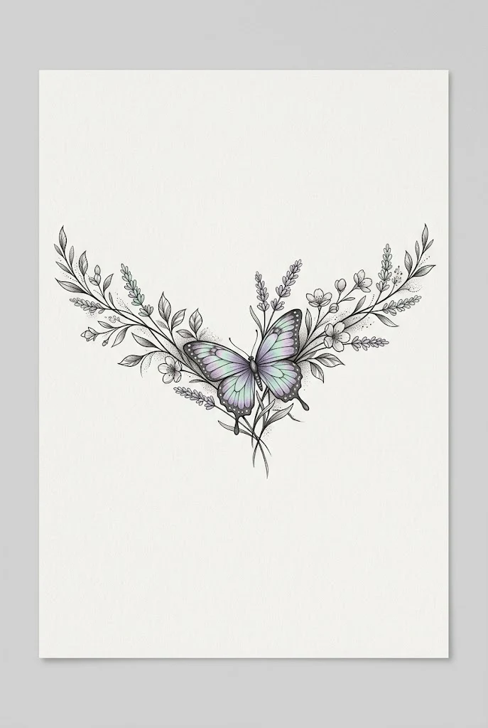 Botanical Floral Clavicle Butterfly Tattoo Collar Bone — butterfly tattoo collar bone style outfit