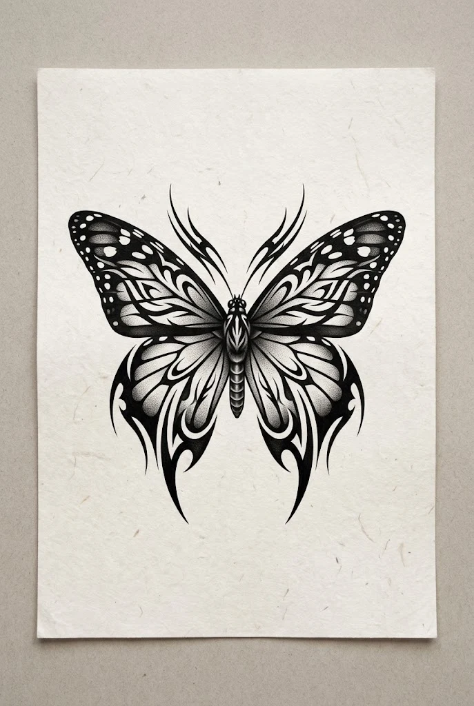 Heavy Blackwork Tribal Butterfly — butterfly tattoo designs for women style outfit