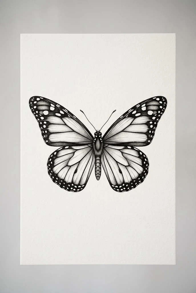 Micro Realism Monarch — butterfly tattoo drawing style outfit
