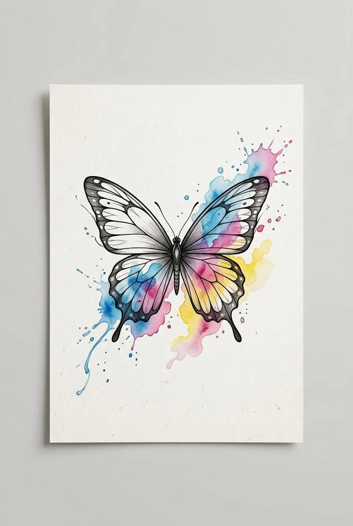 Watercolor Splash Accent — butterfly tattoo drawing style outfit