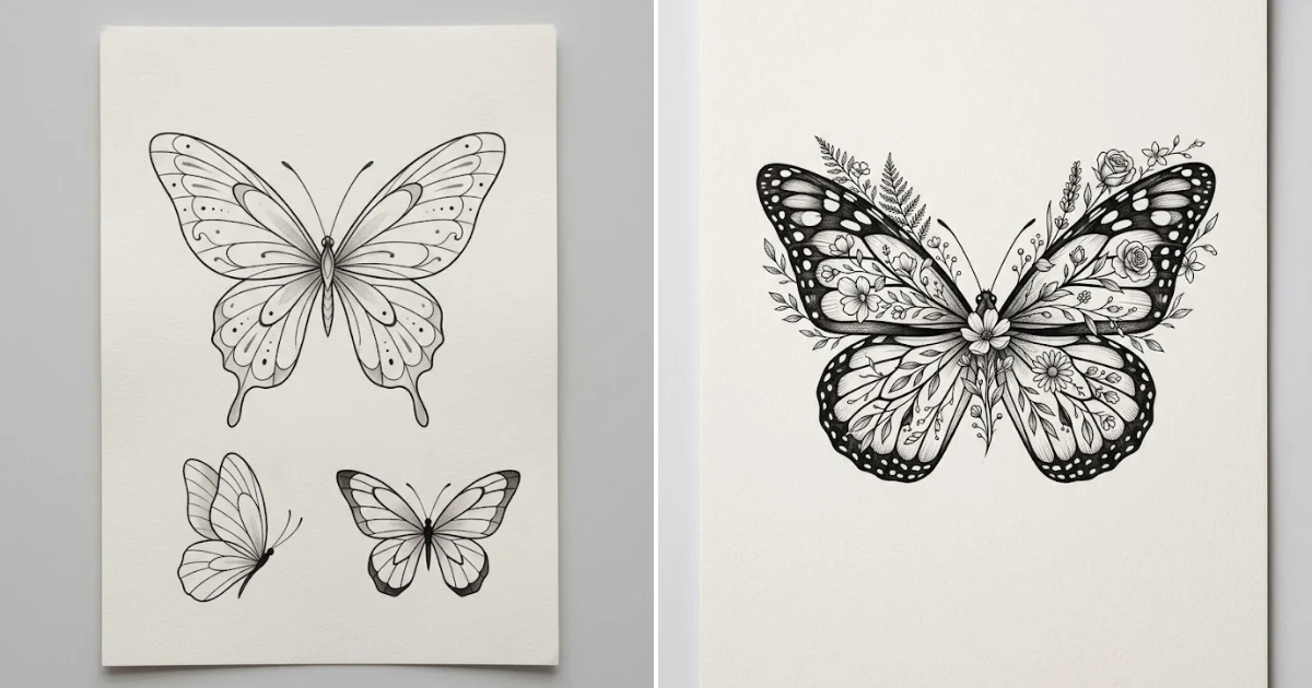 Butterfly tattoo drawing: 13 Gorgeous Tattoo Ideas butterfly tattoo drawing