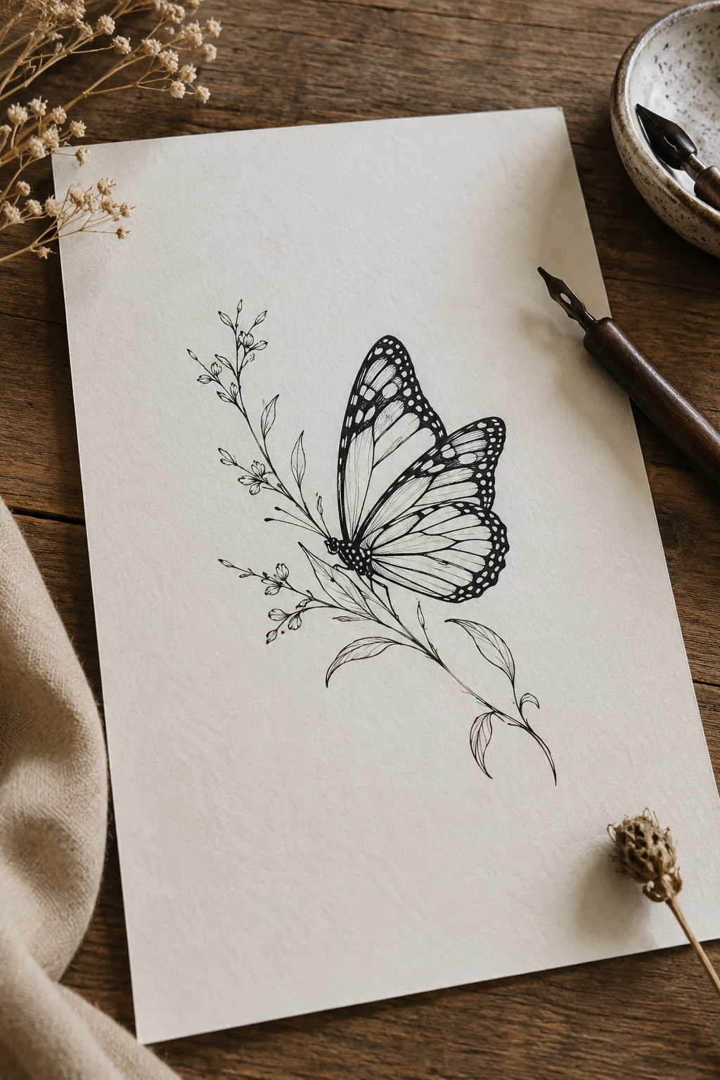 Monarch Butterfly Tattoo Fine Line — butterfly tattoo fine line style outfit