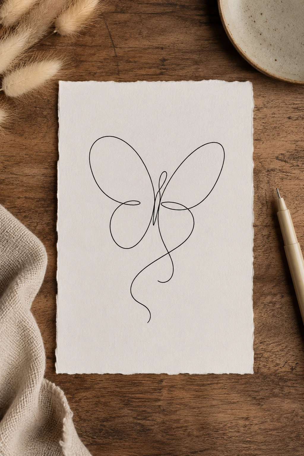 Abstract Single-Stroke Butterfly — butterfly tattoo fine line style outfit
