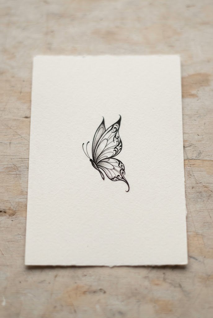 Sleek Inner-Finger Hidden Butterfly Tattoo Finger — butterfly tattoo finger style outfit