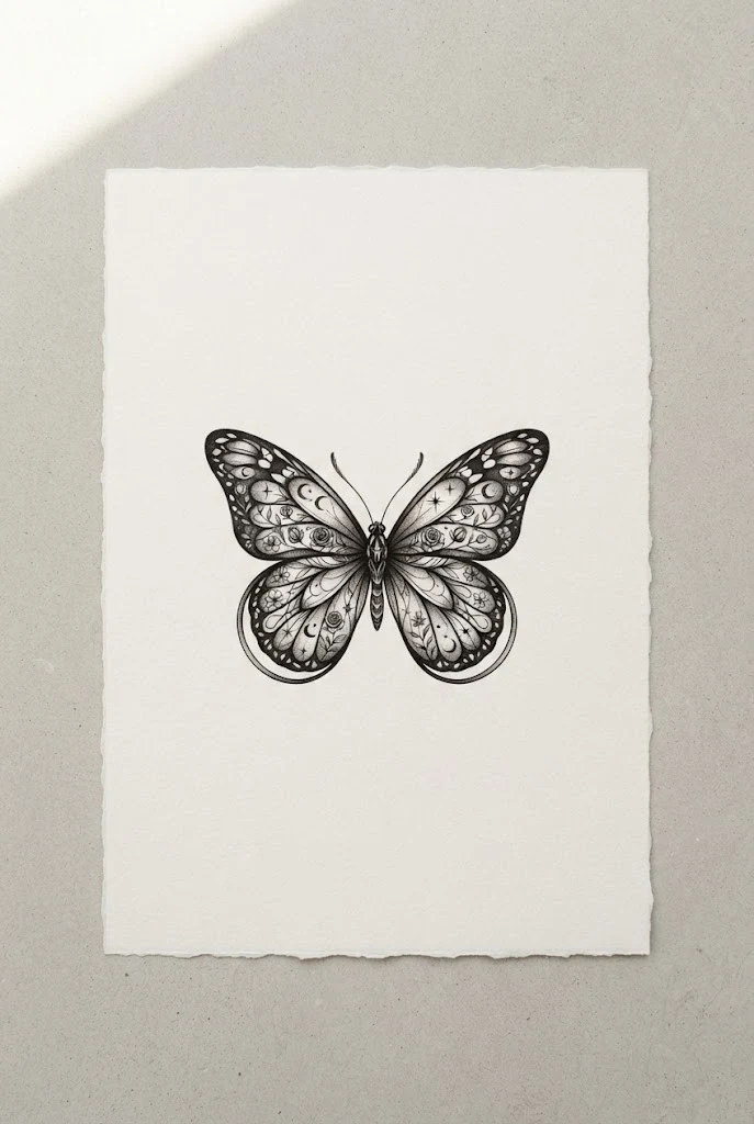 Double-Finger Split Design — butterfly tattoo finger style outfit