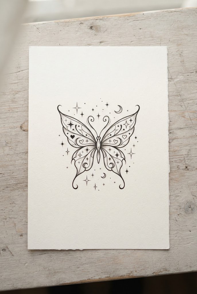 Whimsical Y2K Nostalgia Butterfly Tattoo Finger — butterfly tattoo finger style outfit