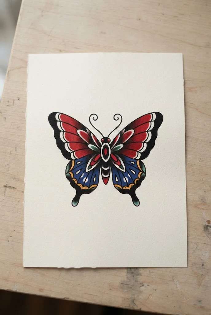 Old School Traditional Flash Butterfly Tattoo Finger — butterfly tattoo finger style outfit