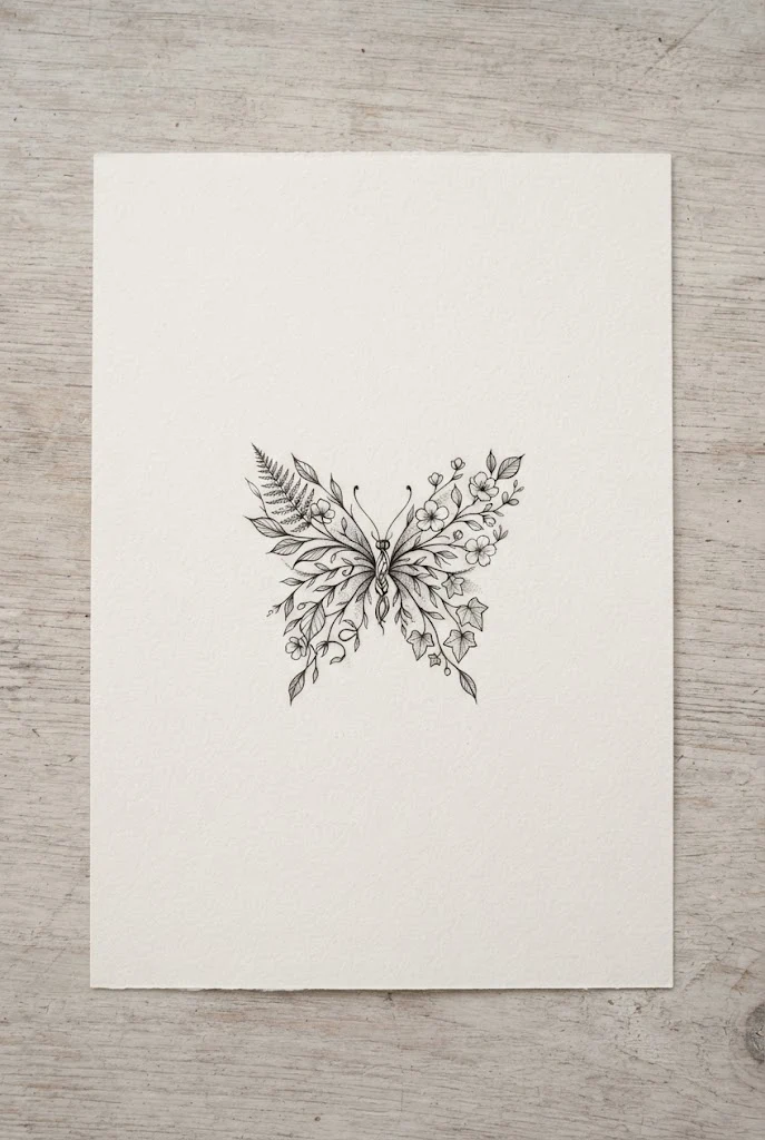 Botanical Winged Floral Butterfly Tattoo Finger — butterfly tattoo finger style outfit