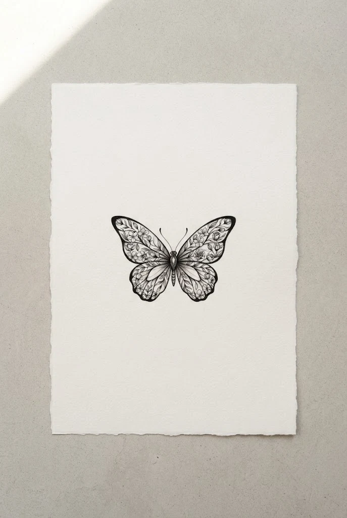 Abstract Gestural Sketch Art — butterfly tattoo finger style outfit