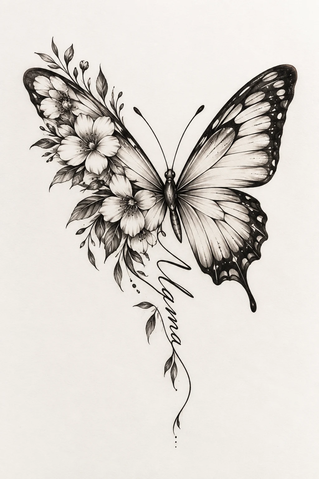 Butterfly With Handwritten Name — butterfly tattoo for lost loved one style outfit