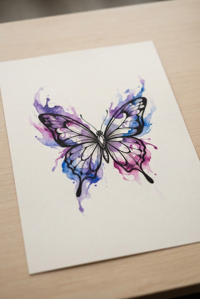 Watercolor Splash Accent — butterfly tattoo for women style outfit
