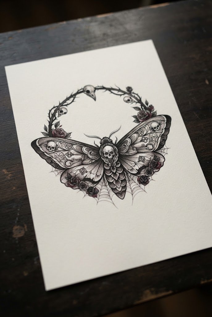 Gothic Dark Romance Moth — butterfly tattoo for women style outfit