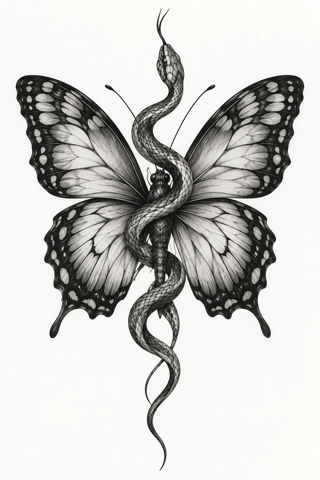 Butterfly and Snake Fusion — butterfly tattoo forearm style outfit