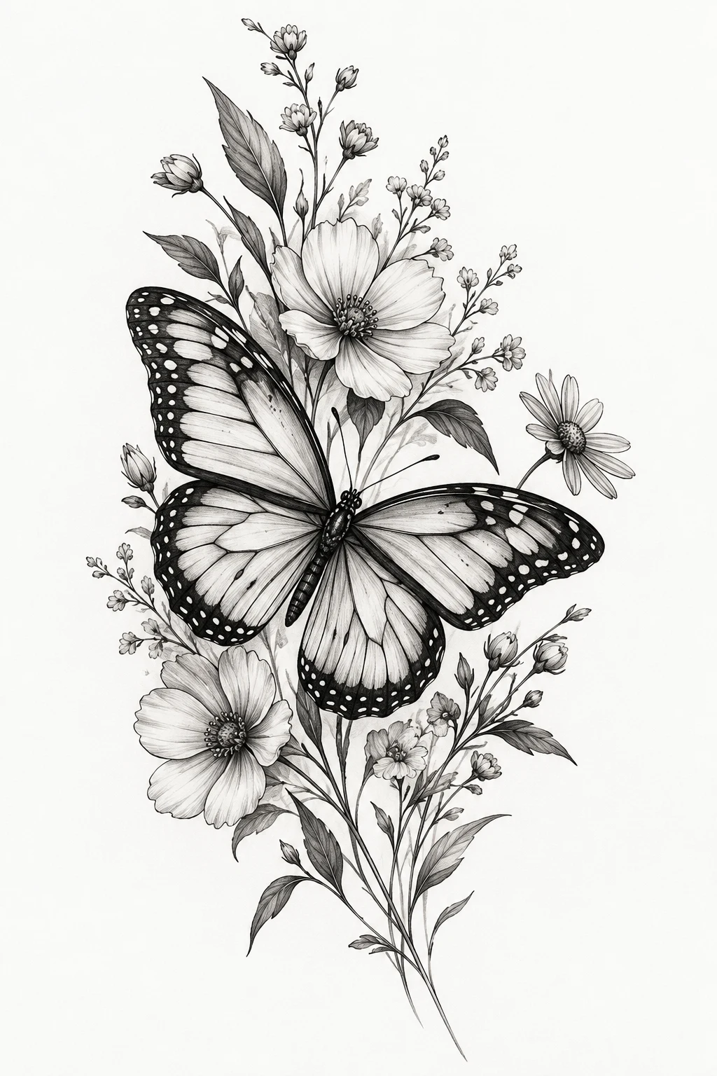 Butterfly With Wildflowers — butterfly tattoo forearm style outfit