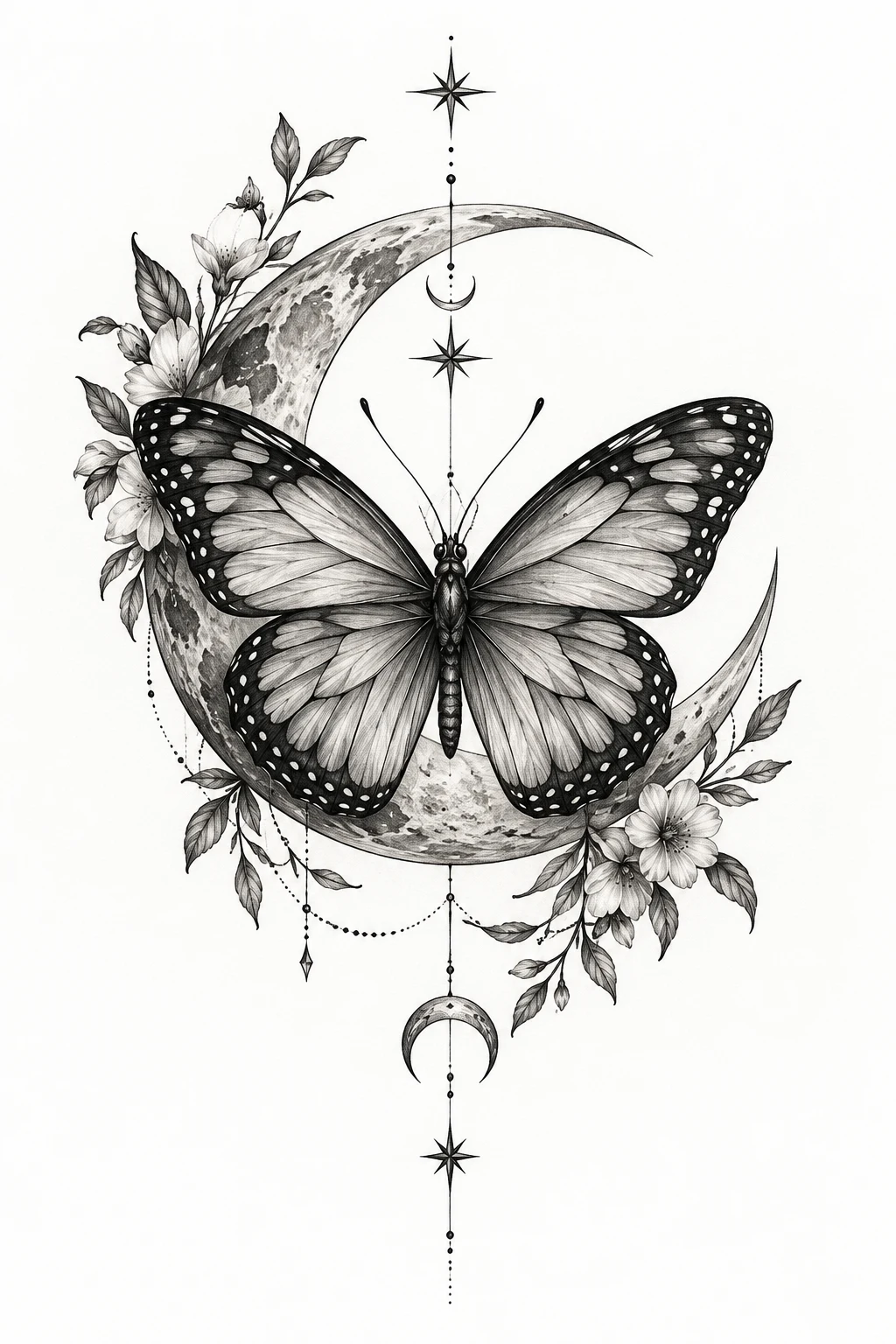 Butterfly With a Crescent Moon — butterfly tattoo forearm style outfit