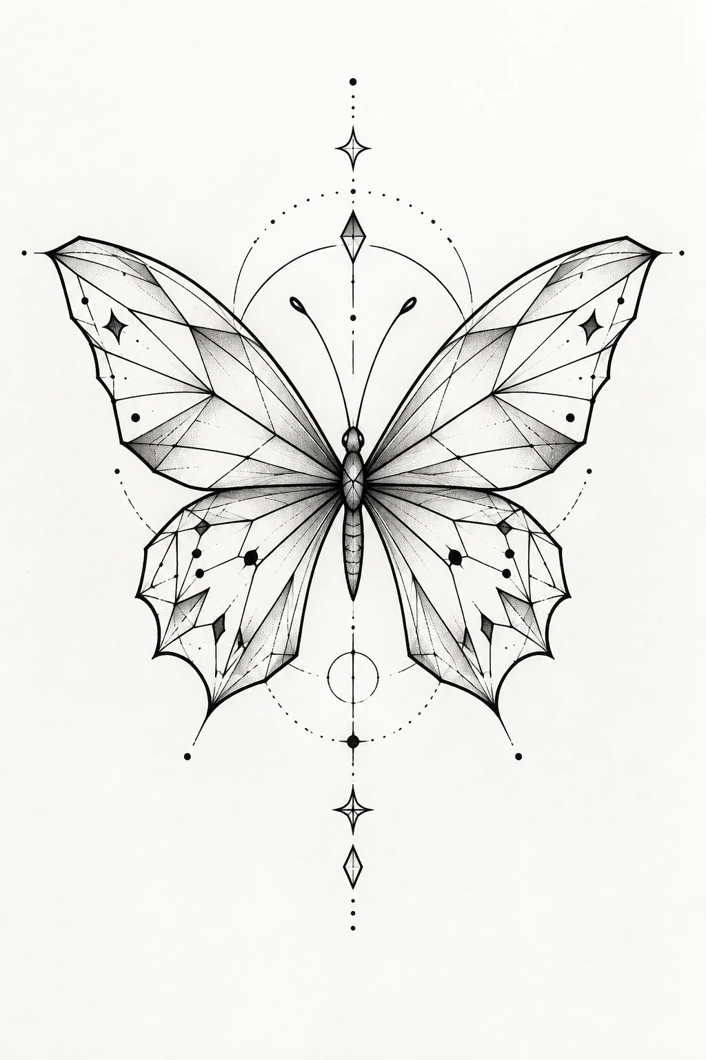Geometric Butterfly Outline — butterfly tattoo line art style outfit