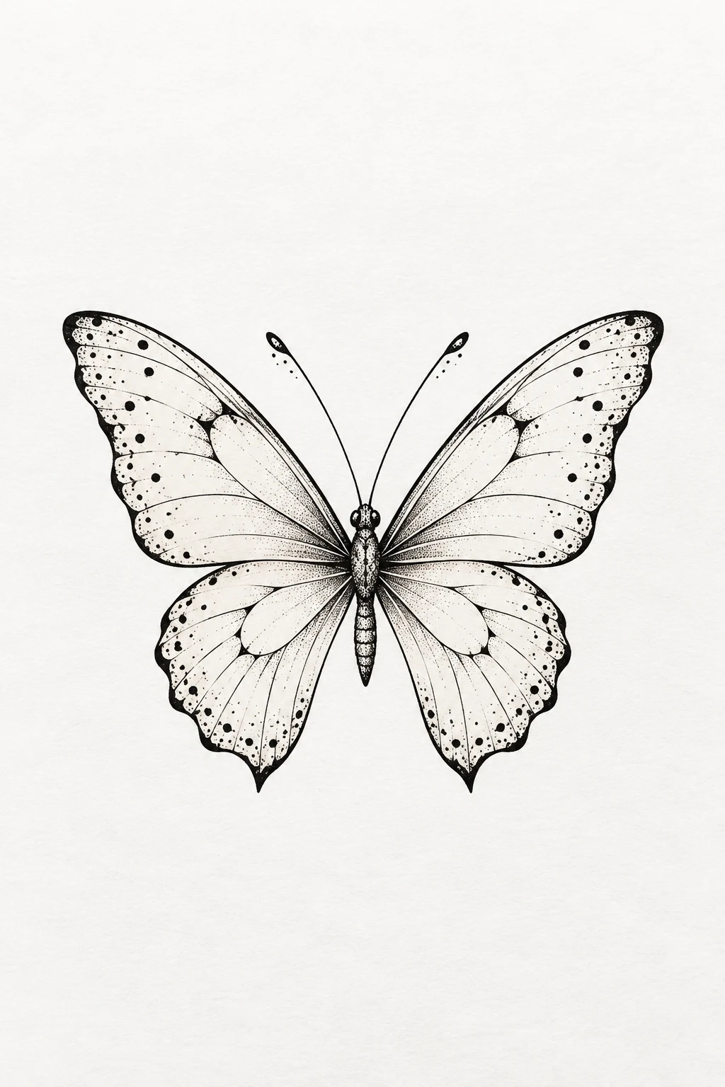 Small Butterfly With Dotted Details — butterfly tattoo line art style outfit