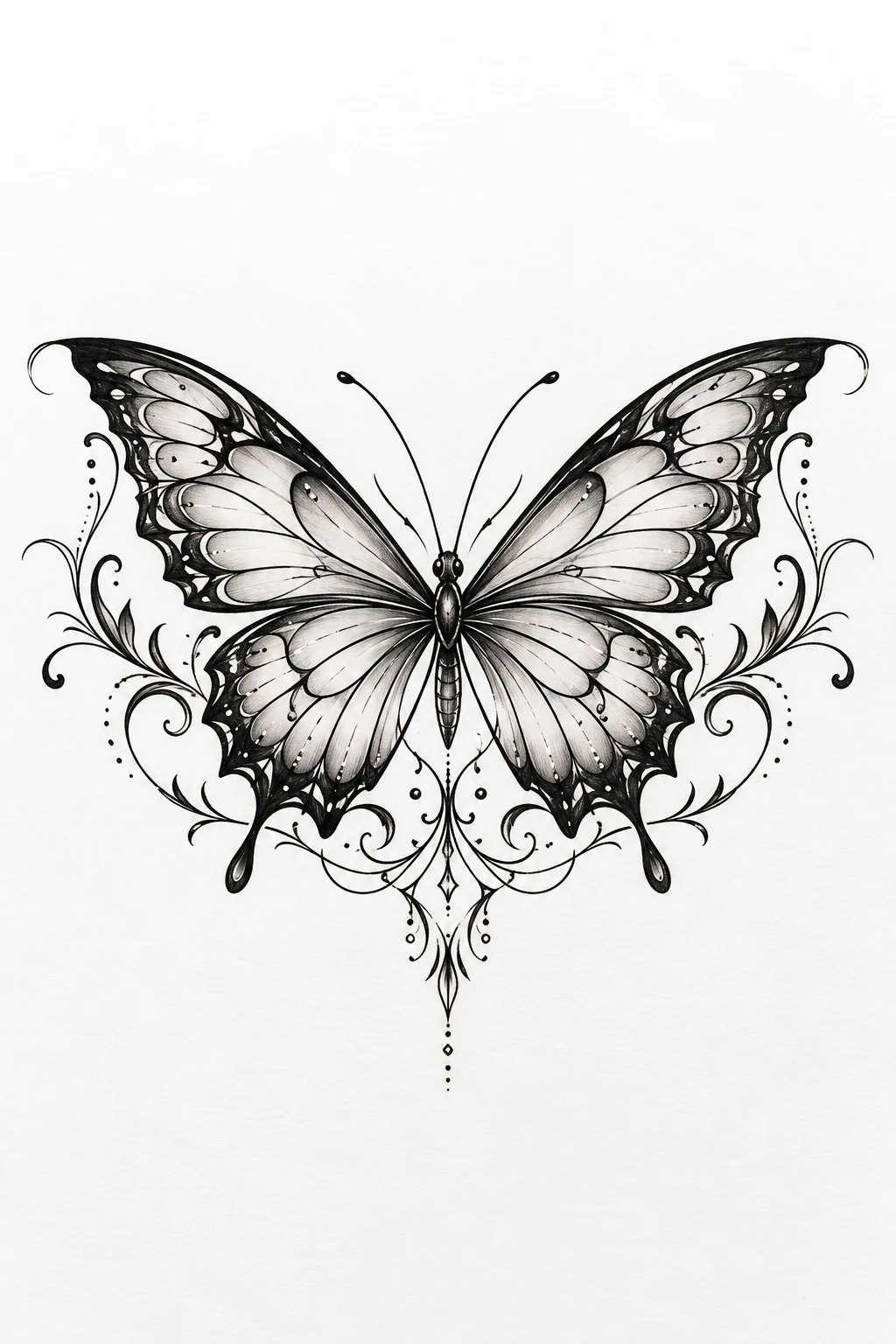 Classic Black Butterfly Tattoo Lower Back — butterfly tattoo lower back style outfit