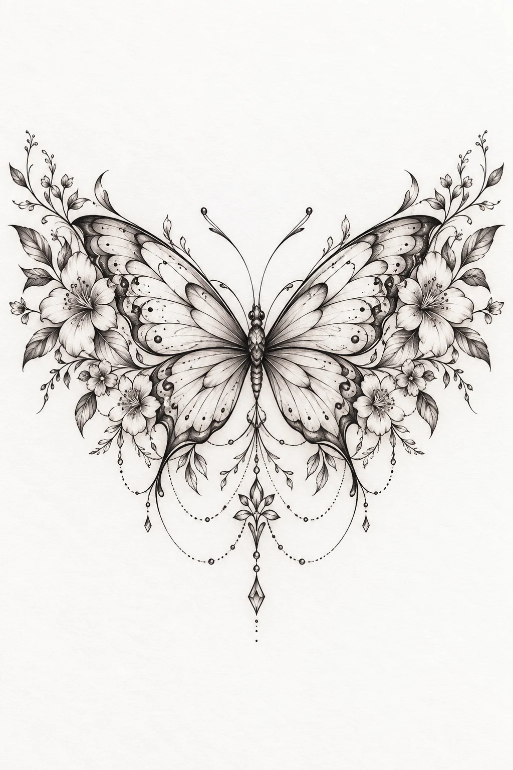 Butterfly With Birth Flowers — butterfly tattoo lower back style outfit