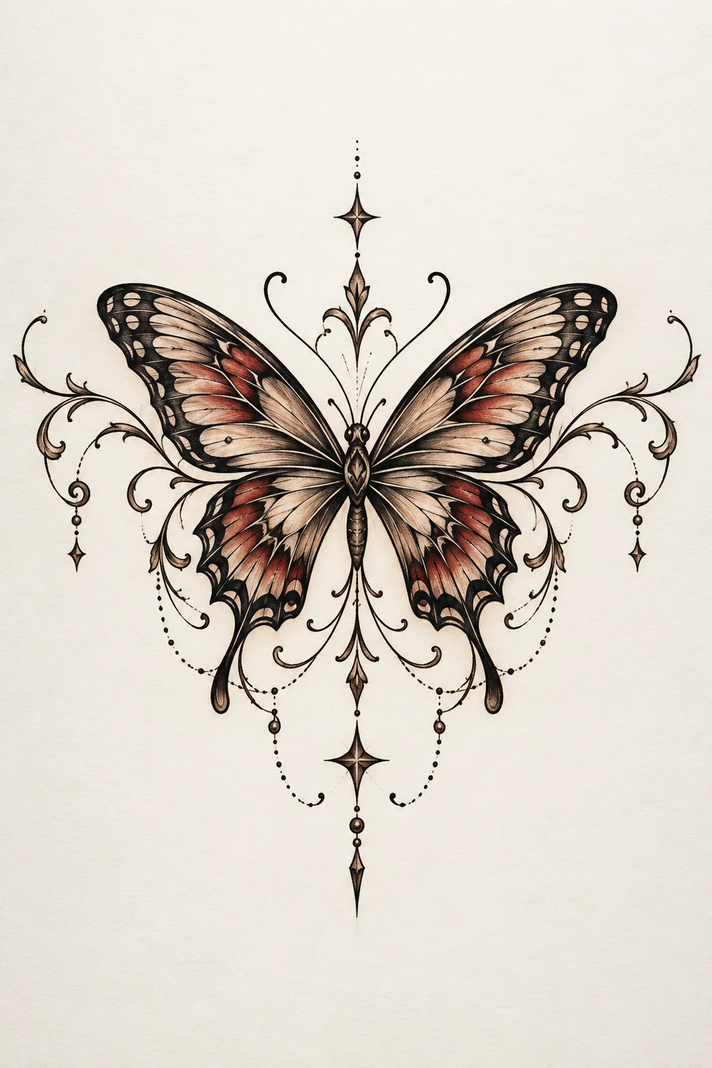 Butterfly With a Vintage Tattoo Flash Feel — butterfly tattoo lower back style outfit