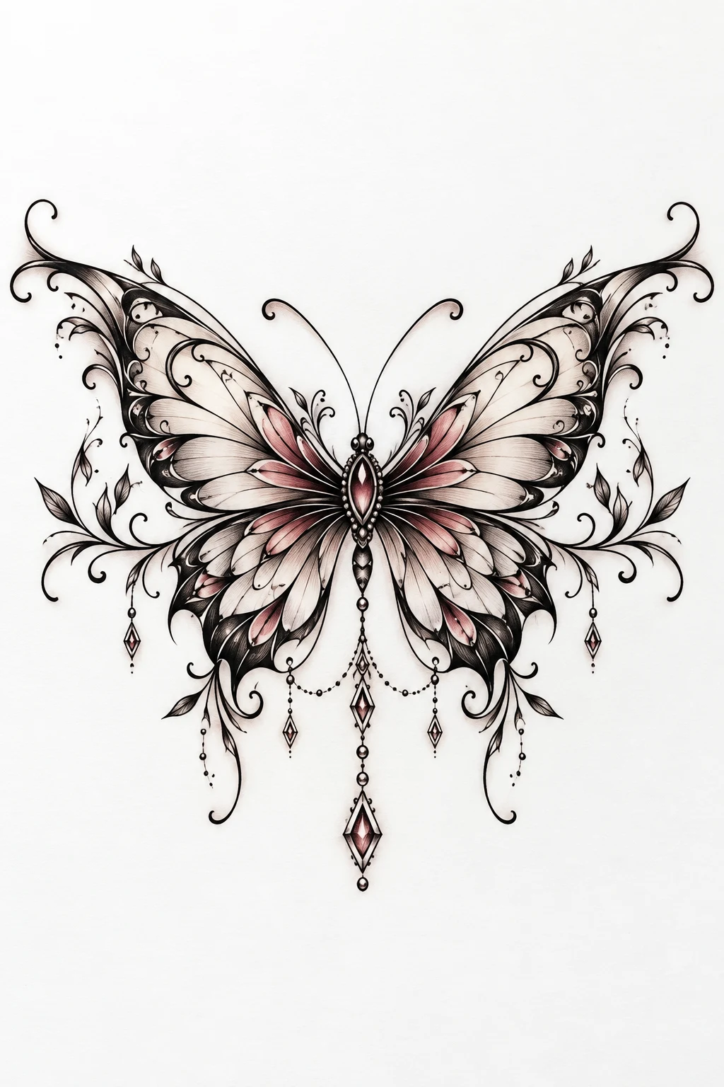 Ornamental Butterfly Tattoo on Back Waist — butterfly tattoo lower back style outfit