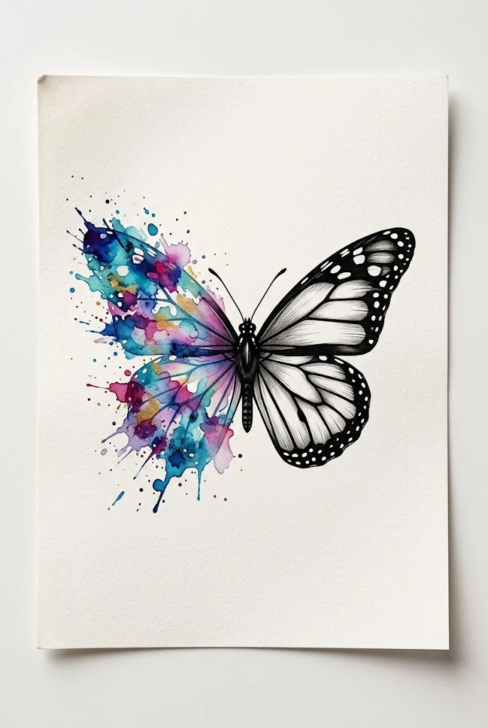 Water Color Splatter Transformation — butterfly tattoo on chest style outfit