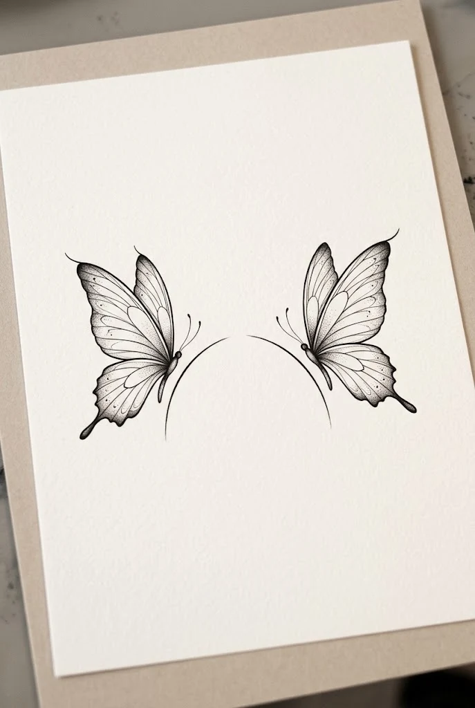 Fine-Line Collarbone Twin Flutter — butterfly tattoo on chest style outfit