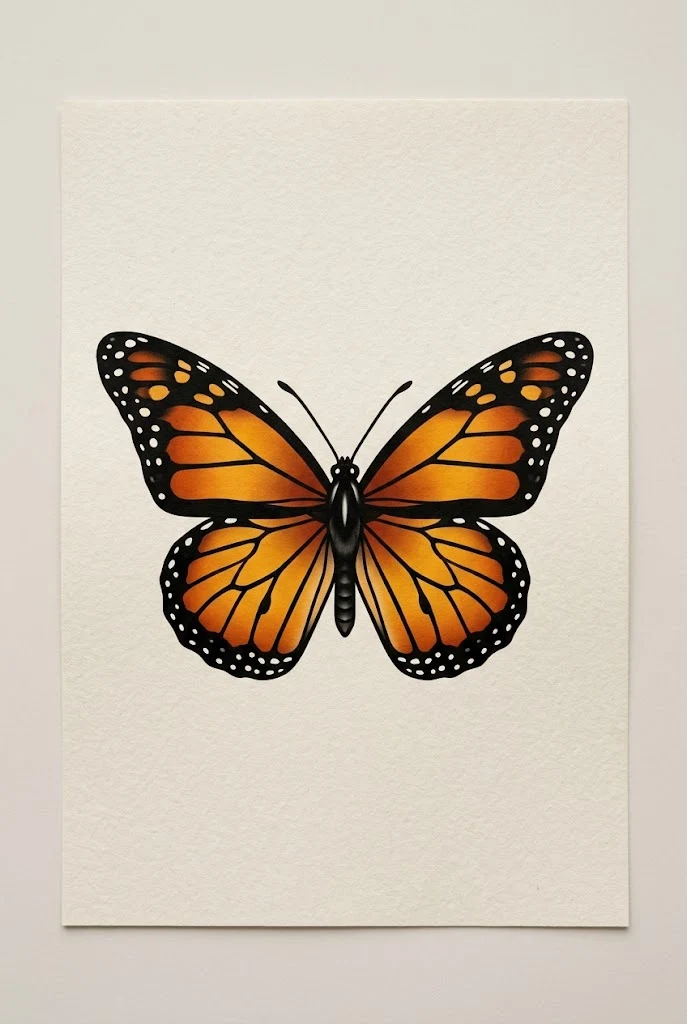 Traditional American Bold Monarch — butterfly tattoo on chest style outfit