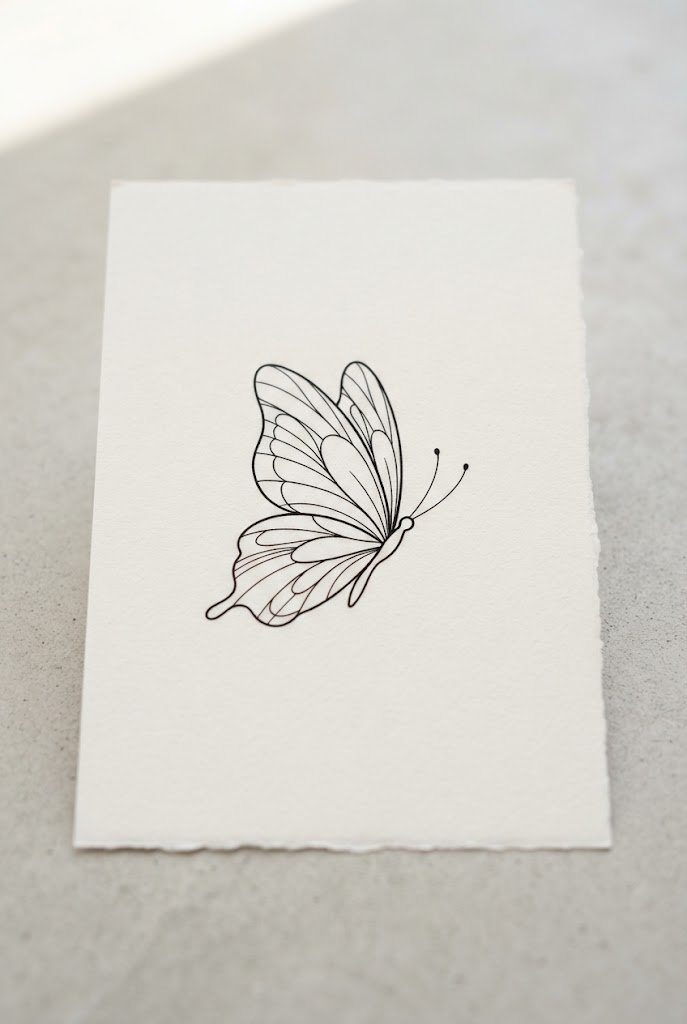 Minimalist Fine-Line Outline — butterfly tattoo on hip style outfit