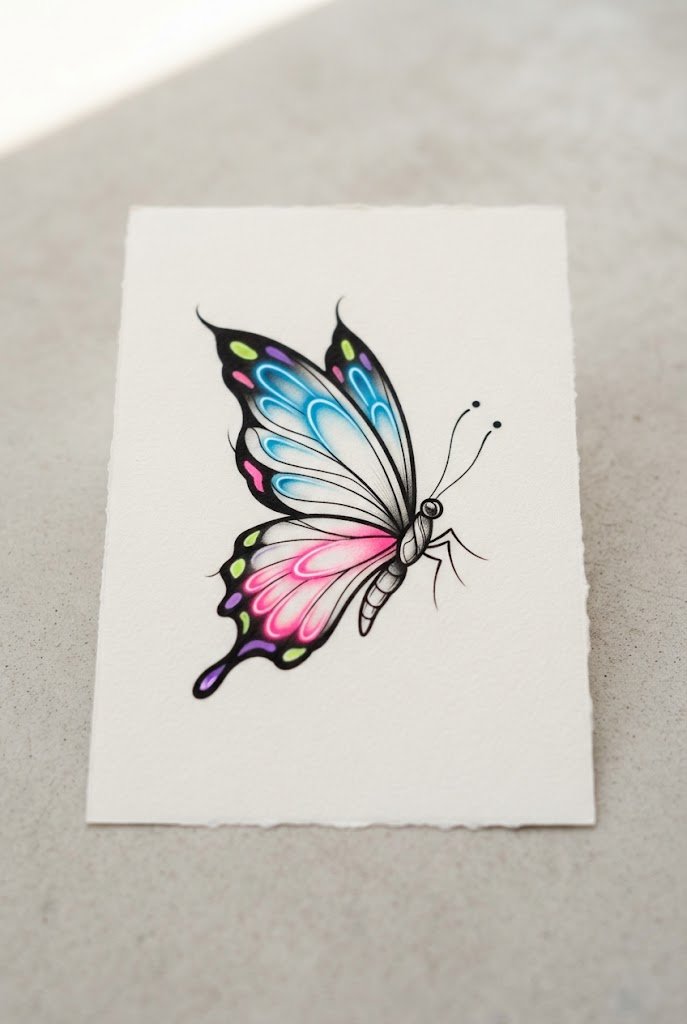 Vibrant Y2K Neon Accent — butterfly tattoo on hip style outfit