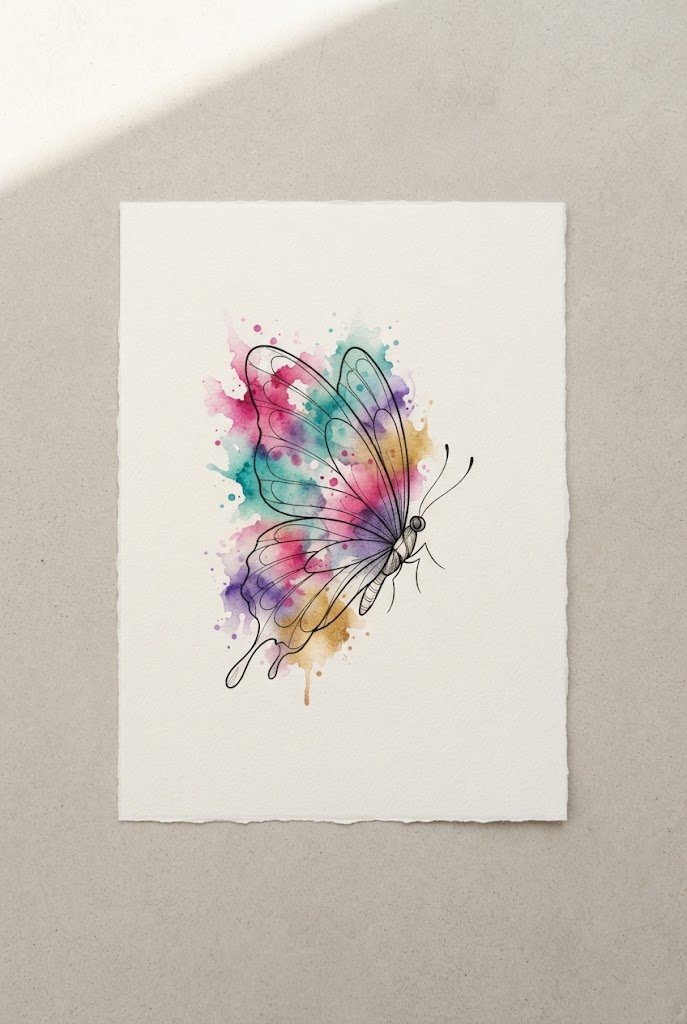 Whimsical Watercolor Splash — butterfly tattoo on hip style outfit