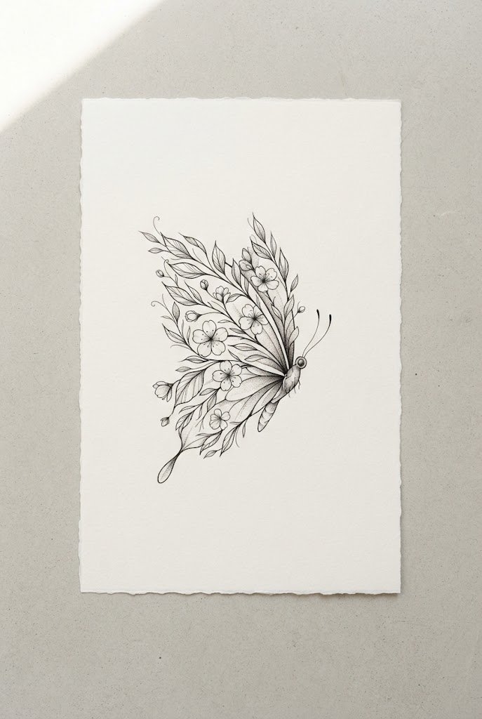 Delicate Botanical Hybrid — butterfly tattoo on hip style outfit