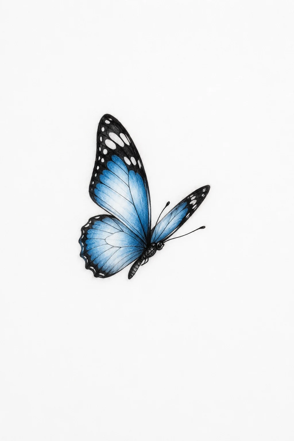 Tiny Blue Butterfly on the Side — butterfly tattoo on neck style outfit