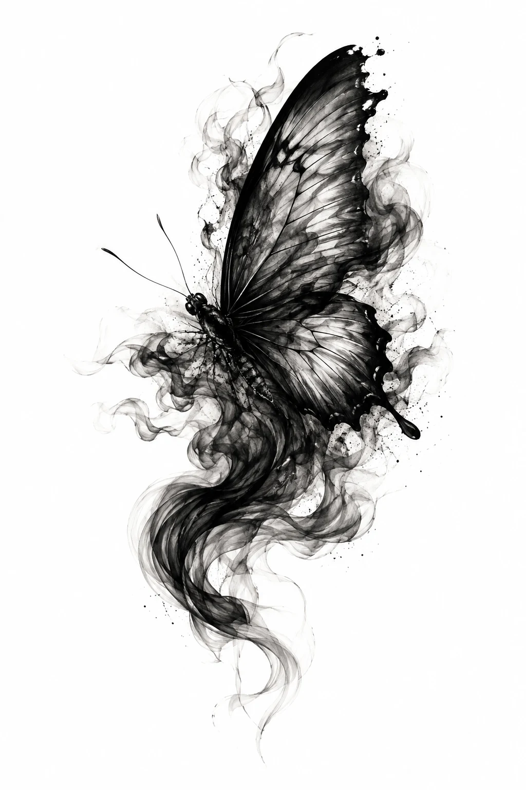Butterfly Emerging From Smoke or Shadows — butterfly tattoo on neck style outfit
