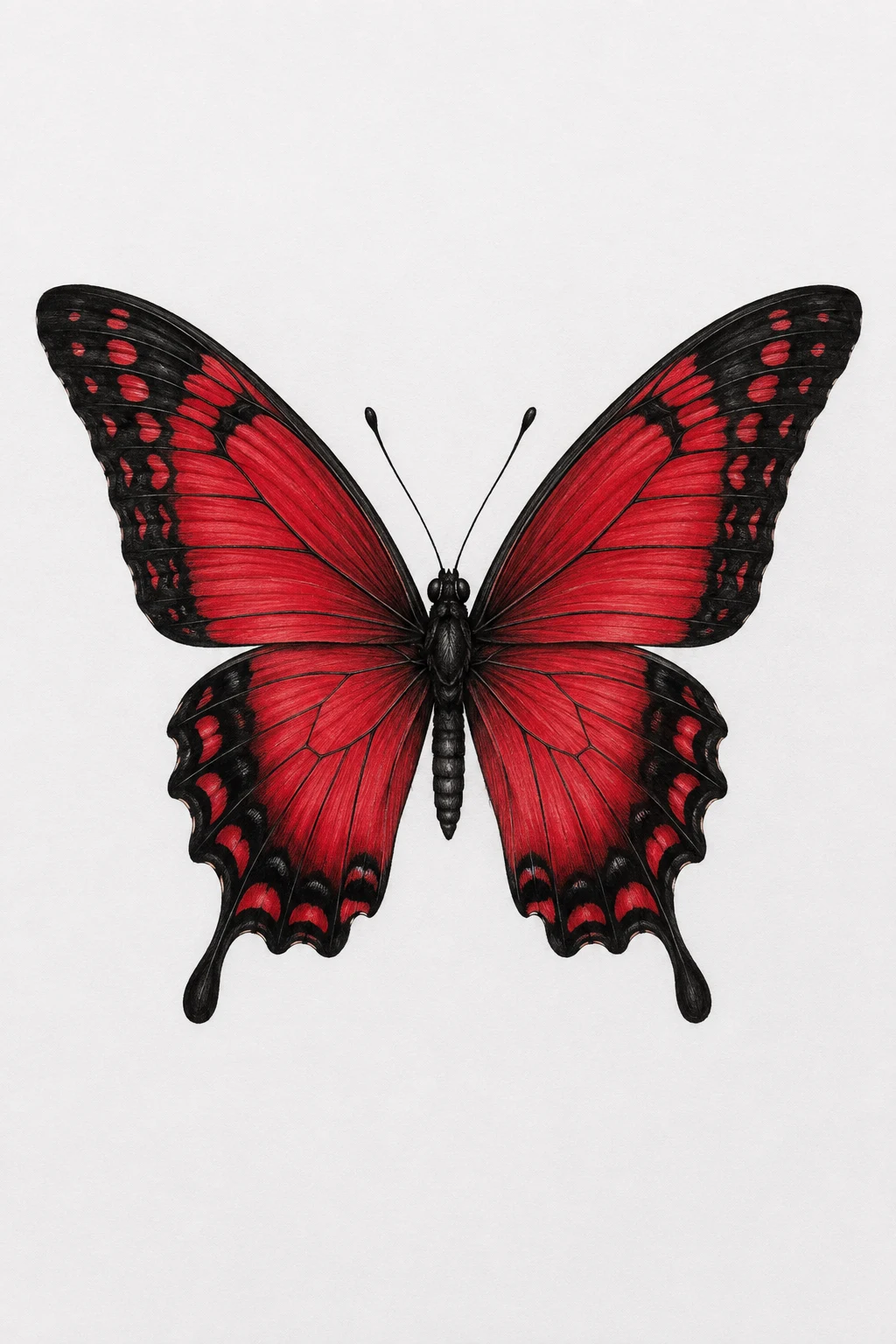 Red Butterfly With Black Details — butterfly tattoo on neck style outfit