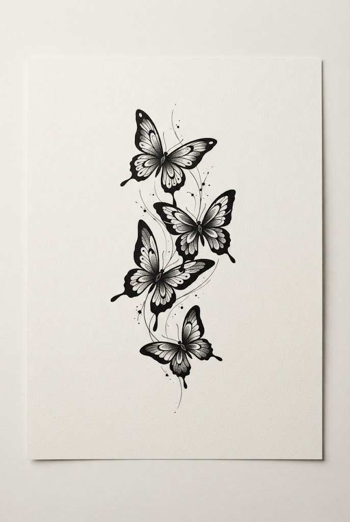 Bold Blackwork Forearm Silhouette — butterfly tattoo sketch style outfit