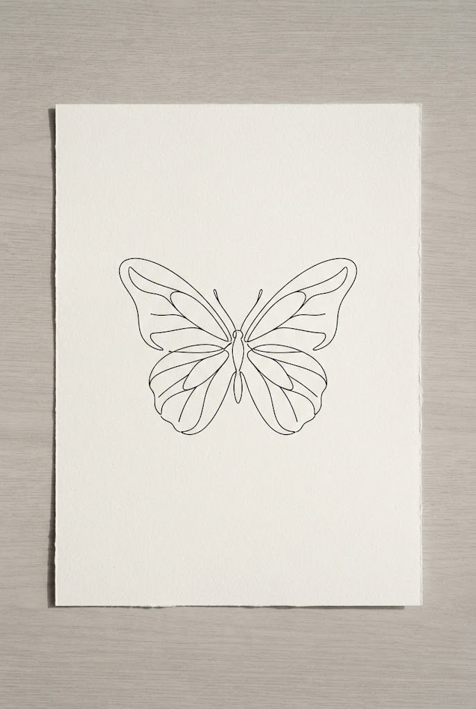 The Ultra-Clean Single-Line Outline — butterfly tattoo stencil simple style outfit