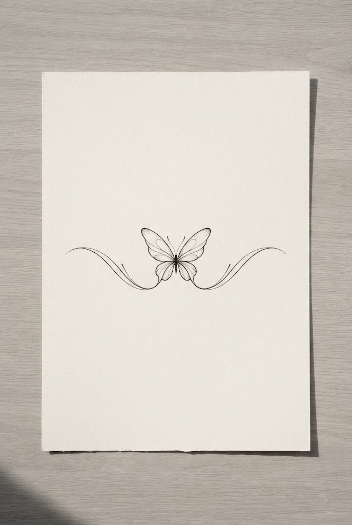 Dainty Collarbone Flight Path — butterfly tattoo stencil simple style outfit