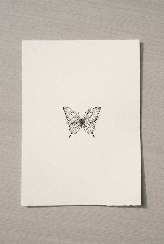 Minimalist Behind-the-Ear Flutter — butterfly tattoo stencil simple style outfit