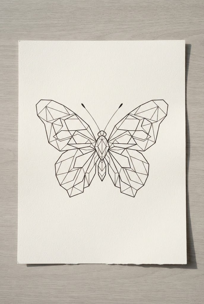 Easy Geometric Flutter Template — butterfly tattoo stencil simple style outfit